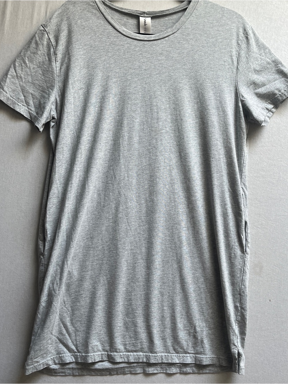 Smash Tess Gray 100% Cotton Everyday Crewneck T Shirt Dress S